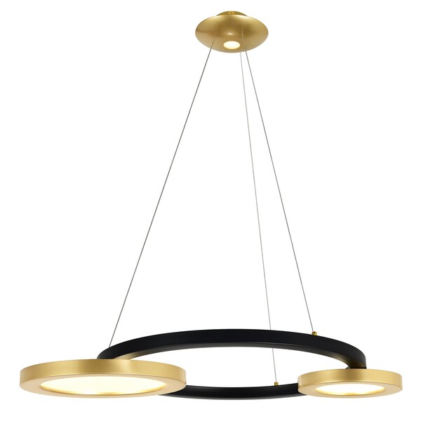 Cwi Lighting Deux Lunes LED Chandelier With Sun Gold & Black Finish 1215P37-2-625 - main